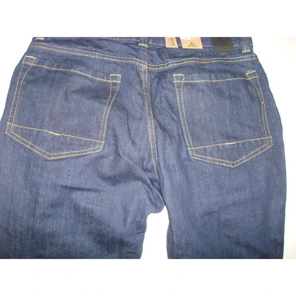 NWT New Mens 32 X 36 Prana Organic Feener Straight Leg Jeans Dark Blue Denim